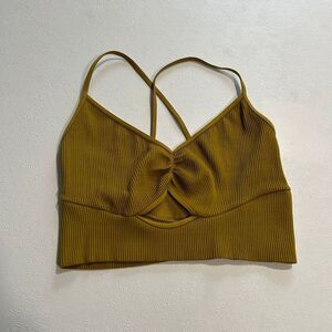 4Movement Ribbed Twist Front Sports Bra Mustard Yellow Size M/L